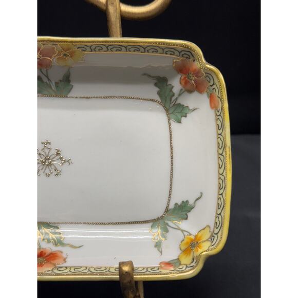 Vintage Nippon Hand-Painted Trinket Dish – 7.5" W x 4.5" H - Picture 5 of 10